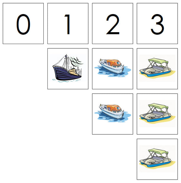 Number Cards & Boat Counters - Montessori Print Shop Math