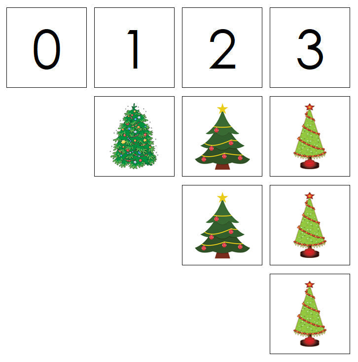 Number Cards & Christmas Tree Counters - Montessori Print Shop Digital Download Math 