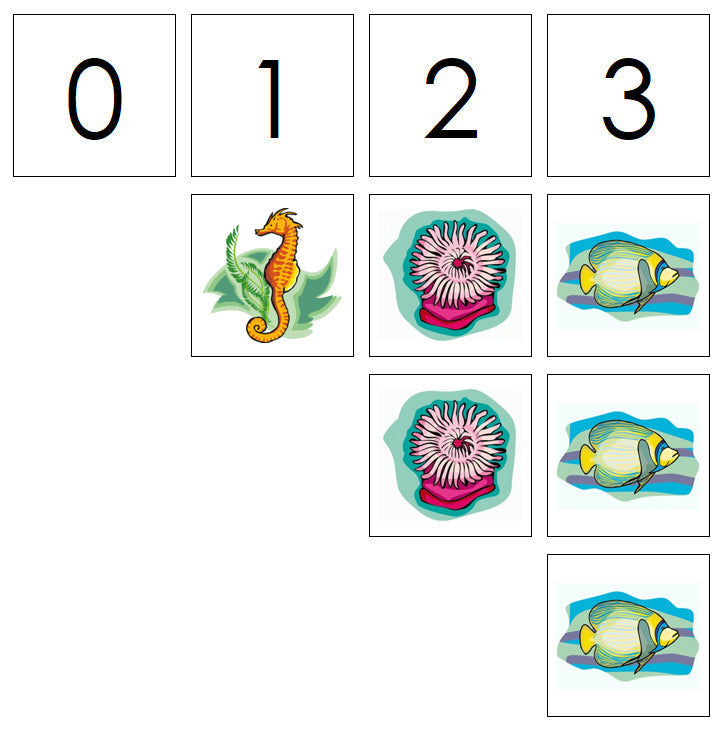 Number Cards & Coral Reef Counters - Montessori Print Shop Digital Download Math 