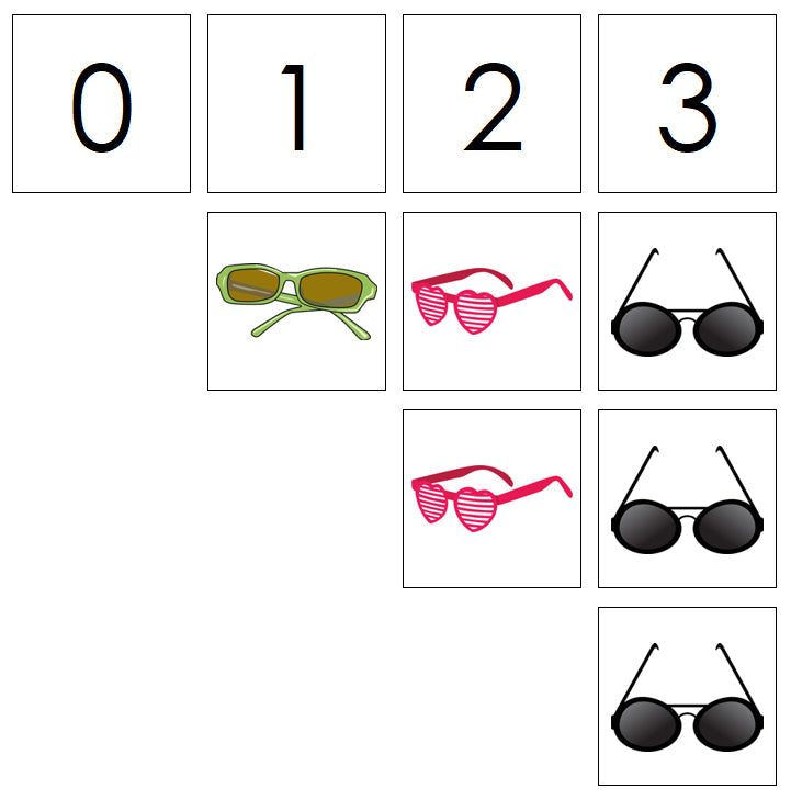 Number Cards & Glasses Counters - Montessori Print Shop Digital Download Math 
