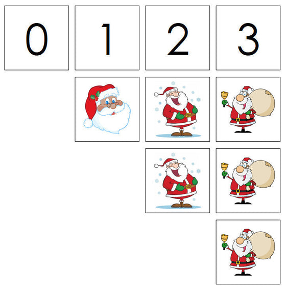 Number Cards & Santa Counters - Montessori Print Shop Math 