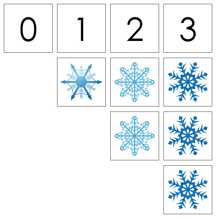 Number Cards & Snowflake Counters - Montessori Print Shop Digital Download Math 