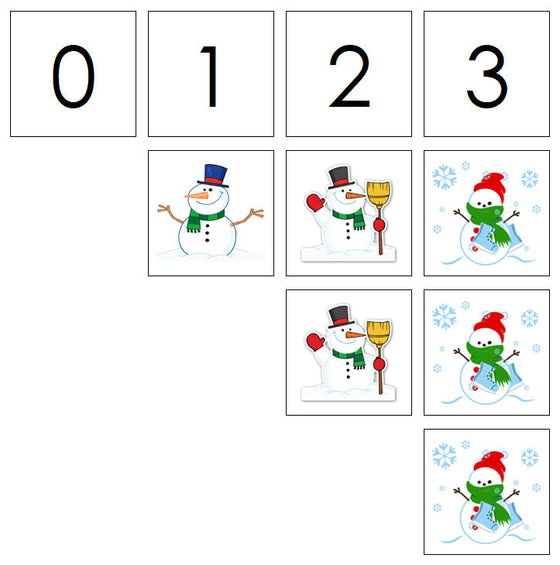 Number Cards & Snowman Counters - Montessori Print Shop Math 