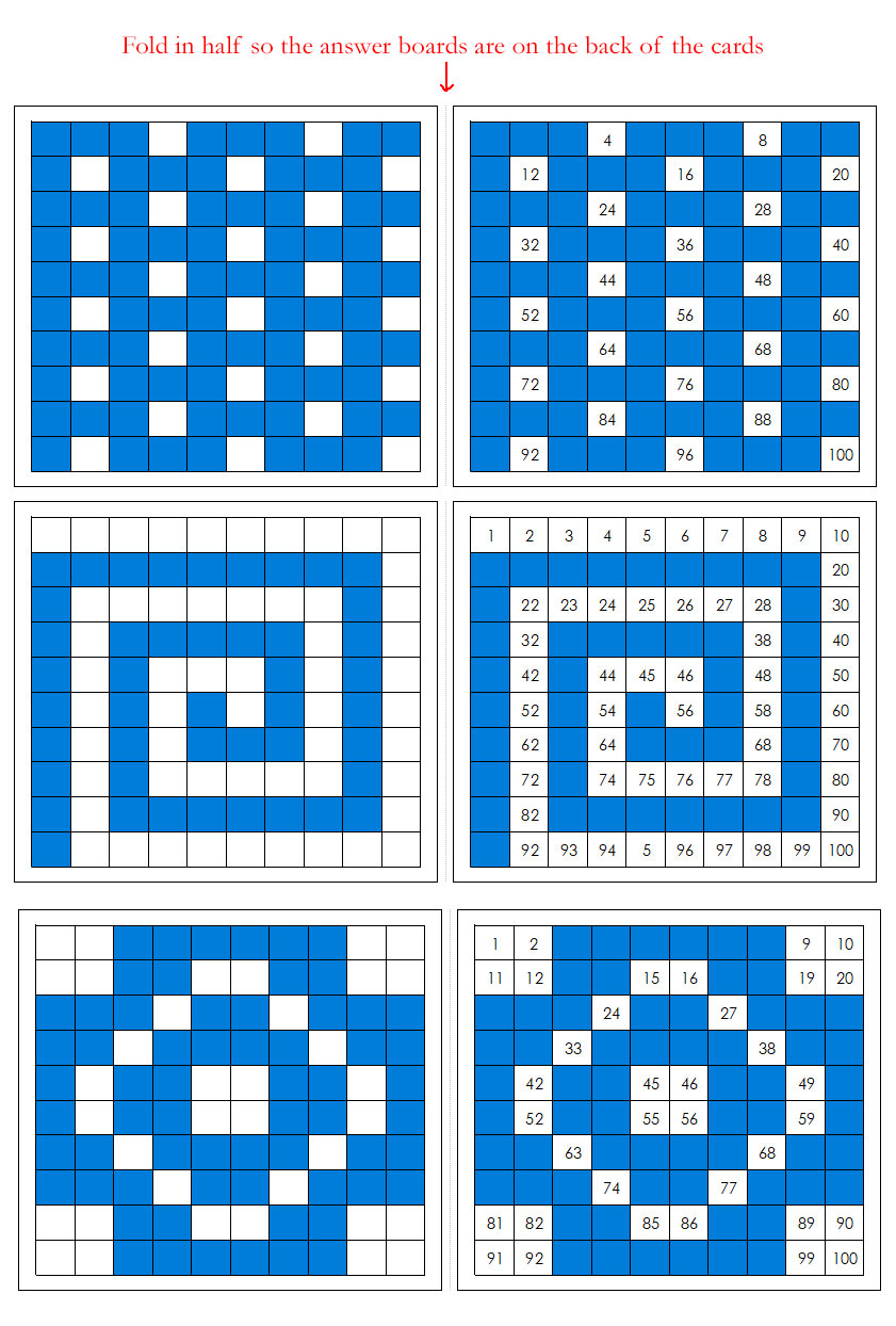 Hundred Board Pattern Cards & Control Boards - Montessori Print Shop Digital Download