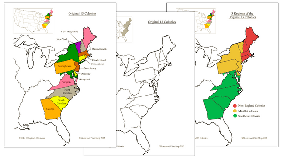 13 Original Colonies of the United States of America - Montessori Print Shop