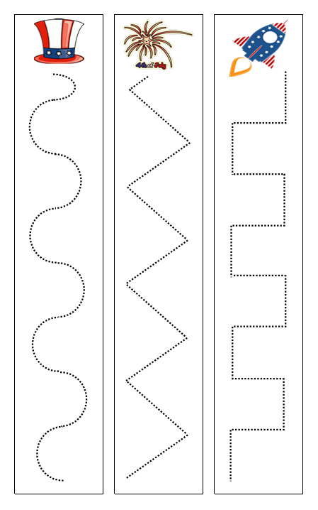 US 4th of July Cutting Work - Montessori Print Shop preschool cutting practice