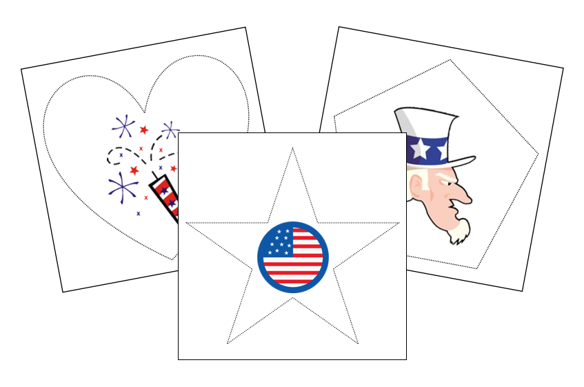 US 4th of July Cutting Work - Montessori Print Shop preschool cutting practice