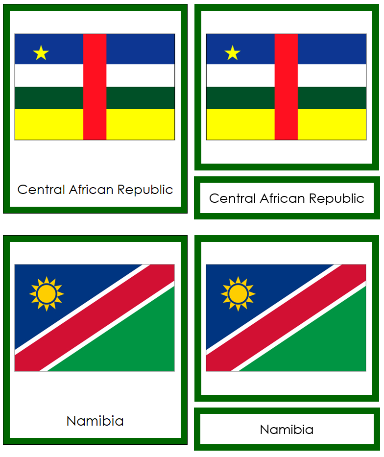 Flags of Africa (color-coded) - Montessori Print Shop Digital Download