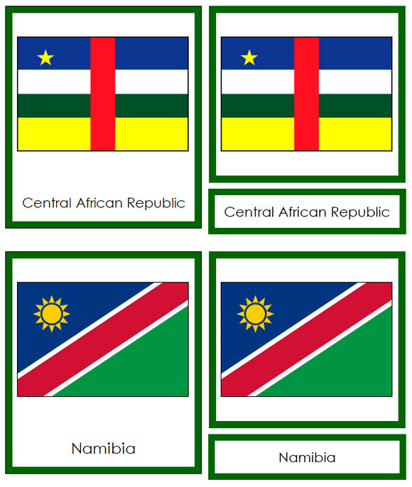 African Flags - Montessori continent cards