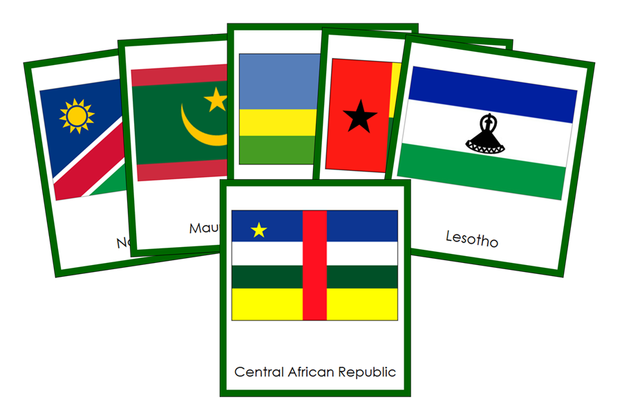 Flags of Africa 3-Part Continent Cards - Montessori Print Shop Digital Download