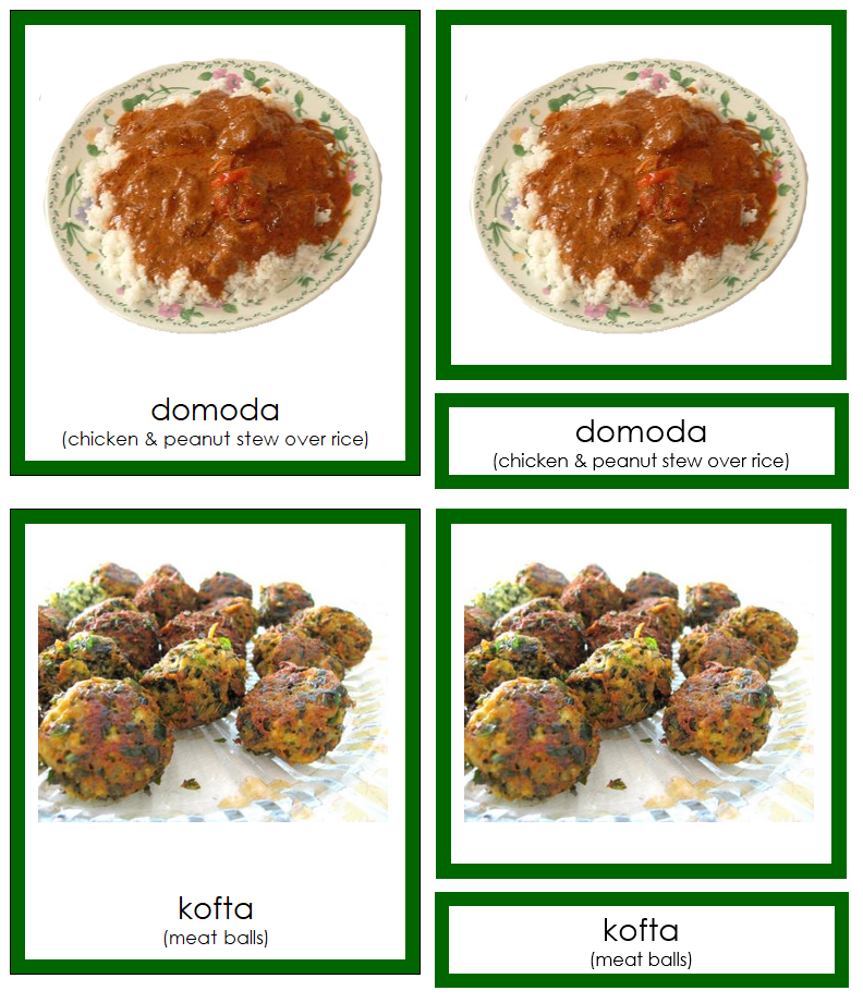 Foods of Africa 3-Part Cards (color-coded) - Montessori Print Shop Digital Download