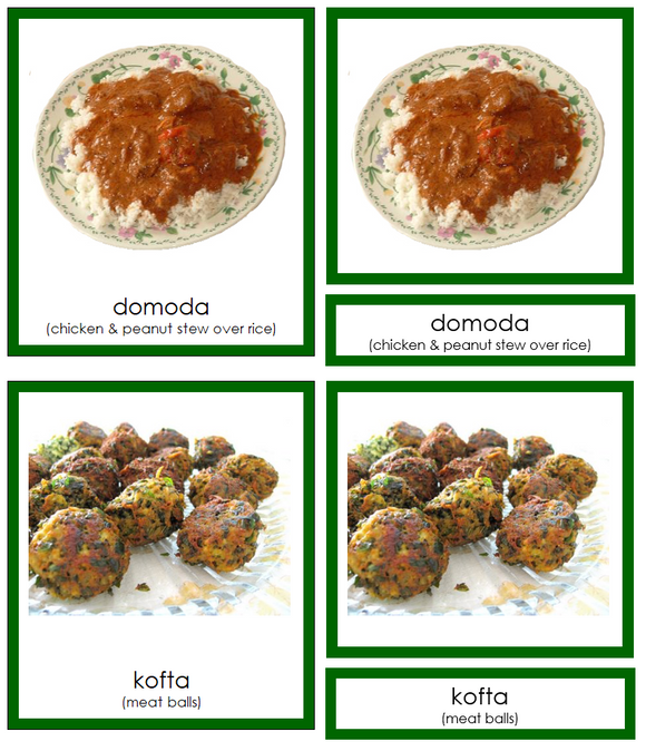 Foods of Africa 3-Part Cards (color-coded) - Montessori Print Shop Digital Download