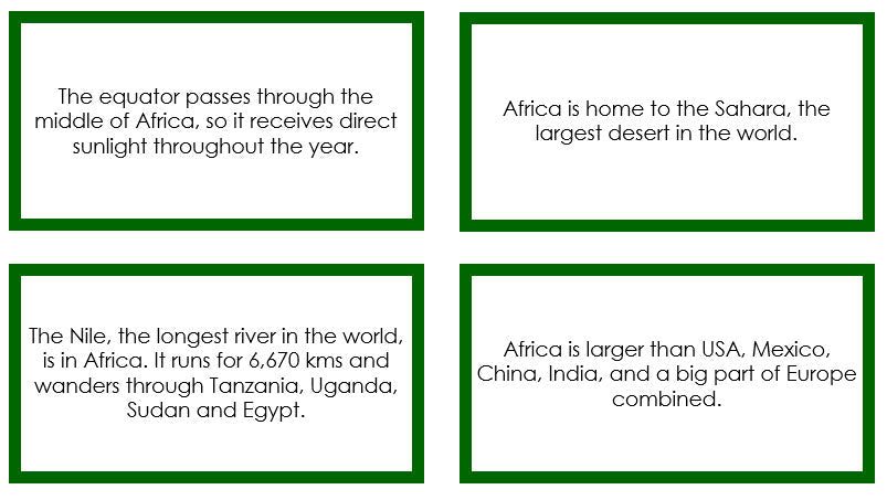 Africa Fun Fact Cards - Montessori Print Shop continent study
