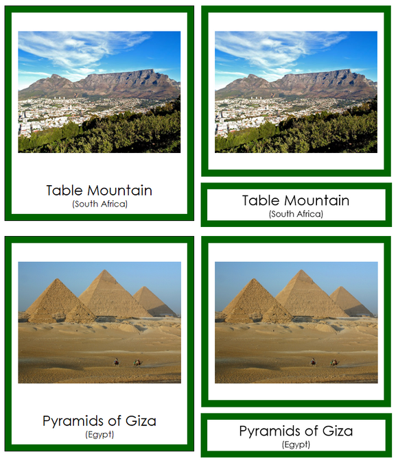 Landmarks of Africa 3-Part Cards (color-coded) - Montessori Print Shop Digital Download