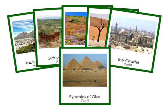 Landmarks of Africa 3-Part Cards (color-coded) - Montessori Print Shop Digital Download