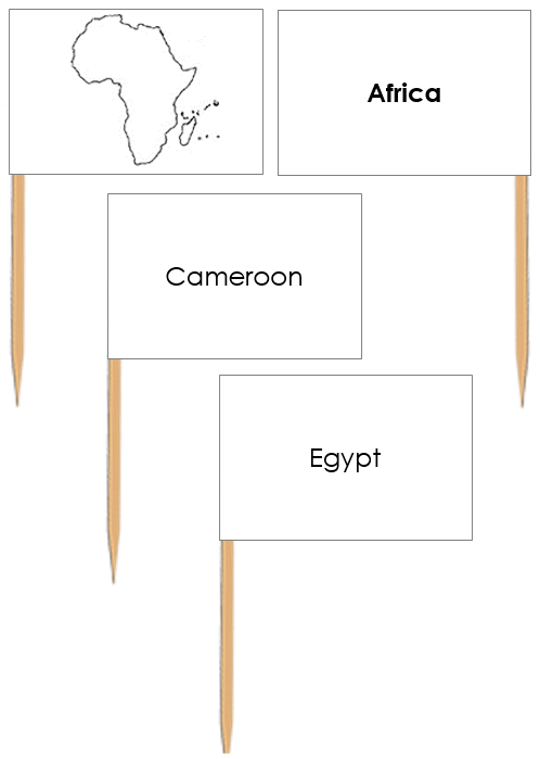 Africa Map Labels: Pin Flags - Montessori Print Shop Digital Download