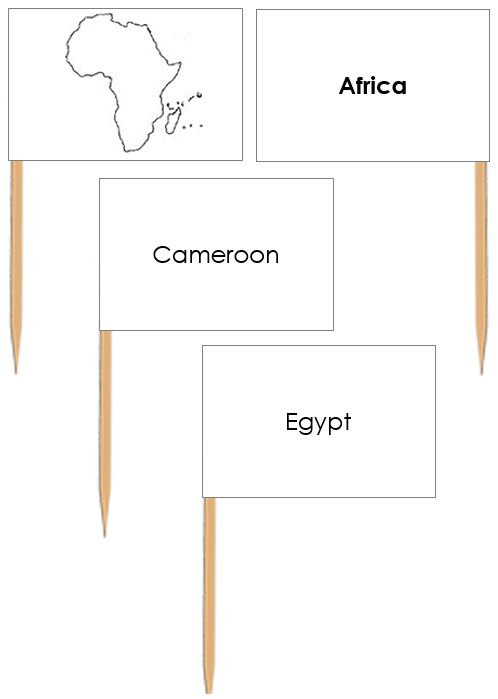 Africa Map Labels: Pin Flags - Montessori Print Shop