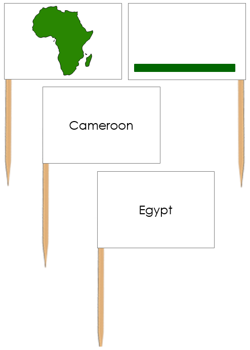 Africa Map Labels: Pin Flags - Montessori Print Shop Digital Download