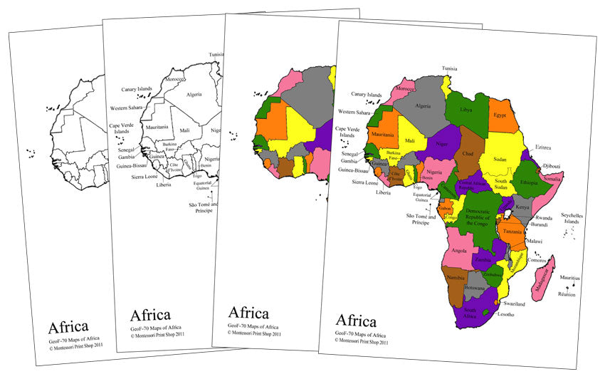 Maps of Africa - Montessori Print Shop Digital Download 