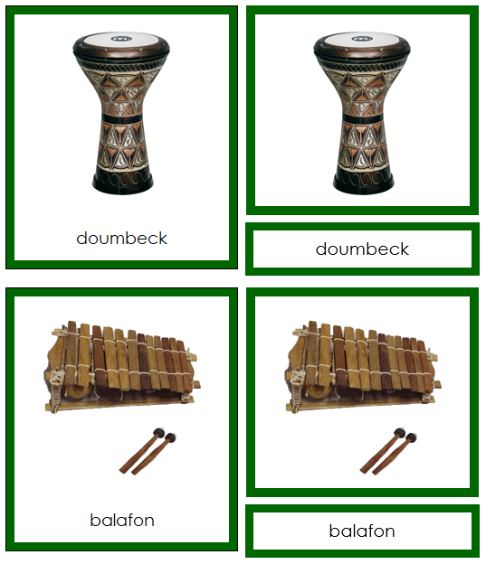 Musical Instruments of Africa 3-Part Continent Cards - Montessori Print Shop Digital Download