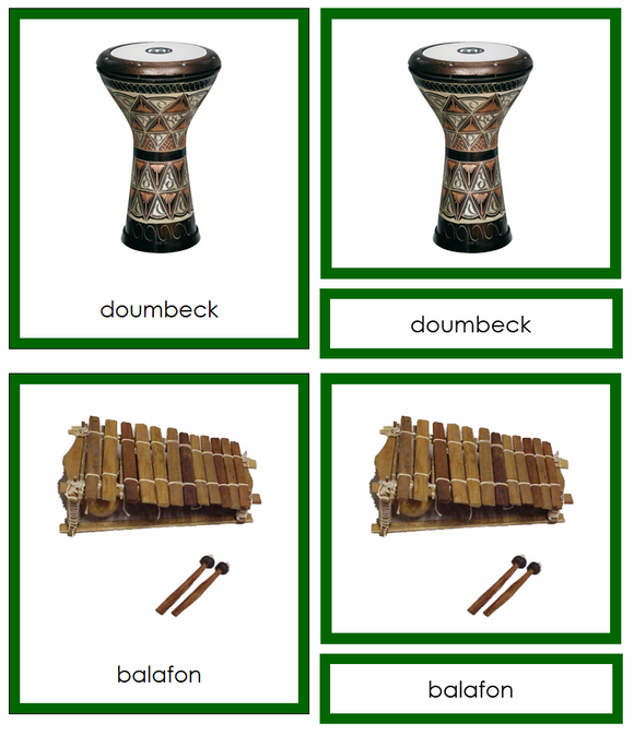 Musical Instruments of Africa 3-Part Cards - Montessori Print Shop Digital Download