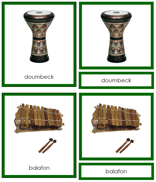 African Musical Instruments - Montessori geography cards