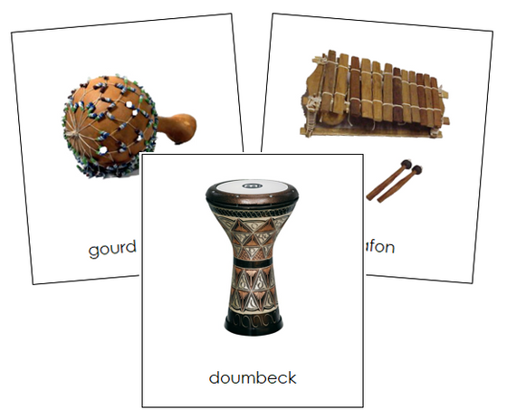 African Musical Instruments - Montessori geography cards