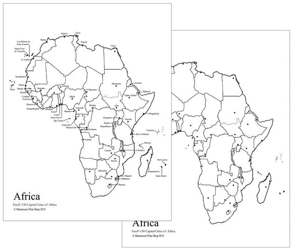 African Capital Cities Map - Montessori Print Shop geography