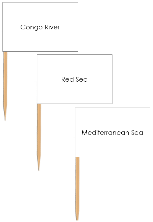 Waterways of Africa Pin Map Flags - Montessori Print Shop Digital Download