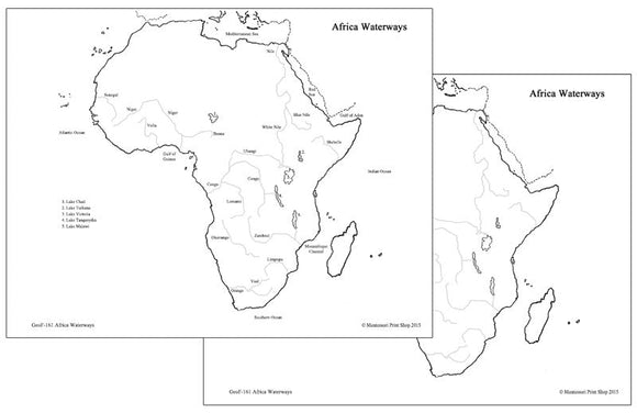 African Waterways Map - Montessori geography