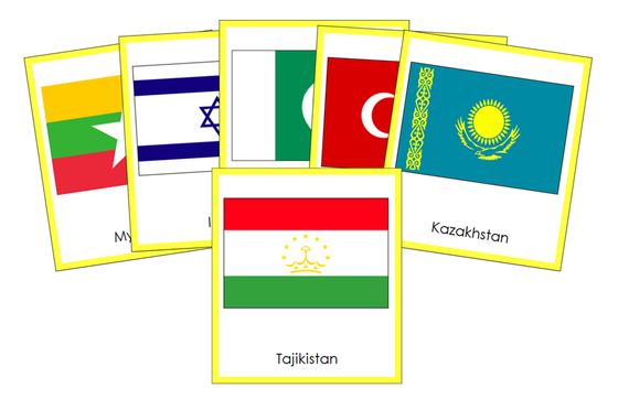 Flags of Asia 3-Part Cards - Montessori Print Shop Digital Download