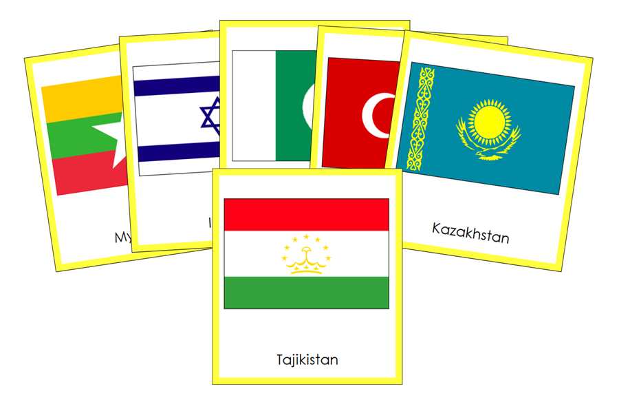 Flags of Asia 3-Part Continent Cards - Montessori Print Shop Digital Download