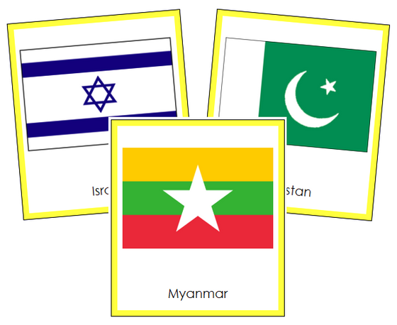 Asian Flags - Montessori geography cards