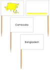 Asia Map Labels (Pin Map Flags) - Montessori Print Shop