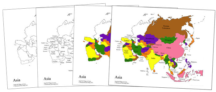 Asia Control Maps & Masters - Montessori Print Shop Digital Download