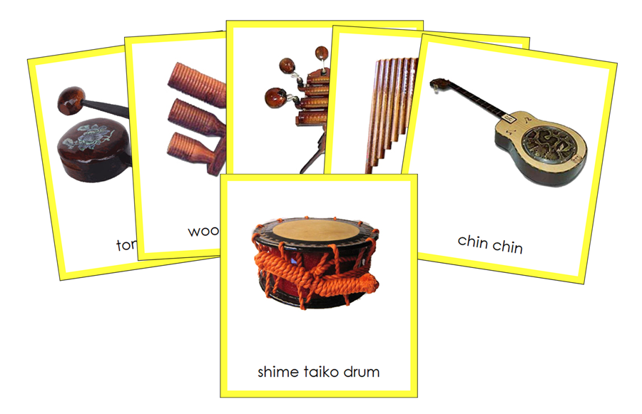 Musical Instruments of Asia 3-Part Continent Cards - Montessori Print Shop Digital Download