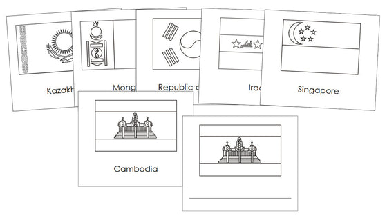 Flags of Asia Blackline Masters - Montessori Print Shop Digital Download