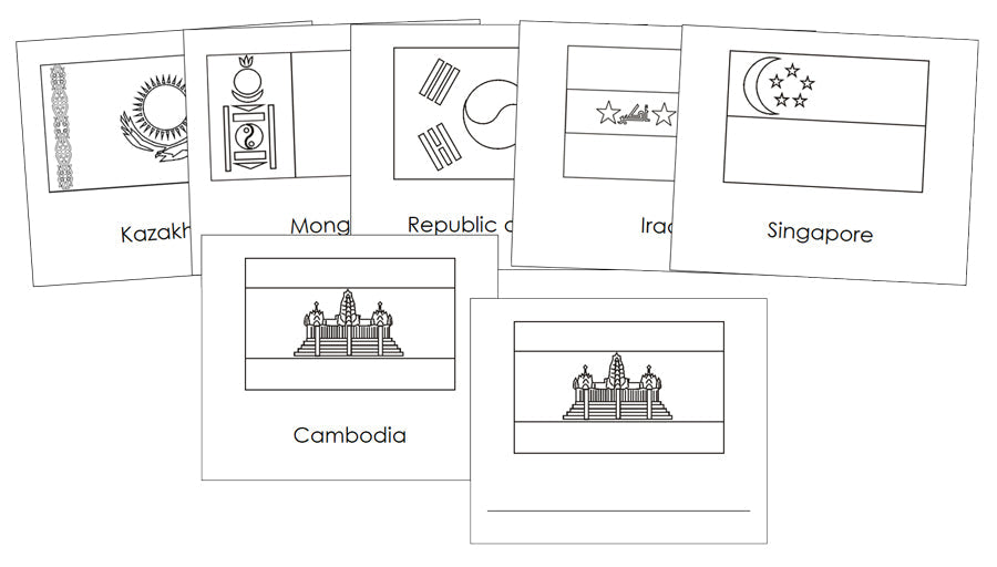 Flags of Asia Blackline Masters - Montessori Print Shop Digital Download