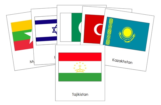 The Flags of Asia 3-Part Cards - Montessori Print Shop Digital Download