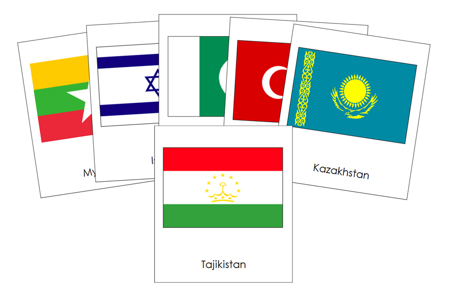 Flags of Asia 3-Part Continent Cards - Montessori Print Shop Digital Download