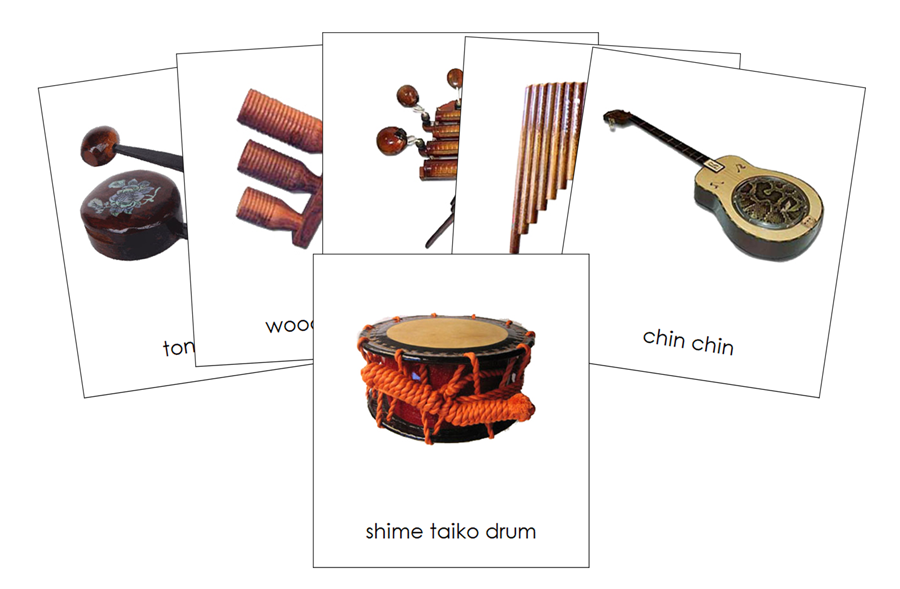 Musical Instruments of Asia 3-Part Continent Cards - Montessori Print Shop Digital Download