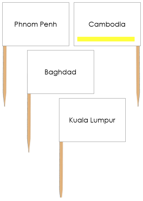 Capital Cities of Asia Pin Flags (color) - Montessori Print Shop Digital Download