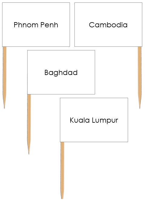 Capital Cities of Asia Pin Flags - Montessori Print Shop