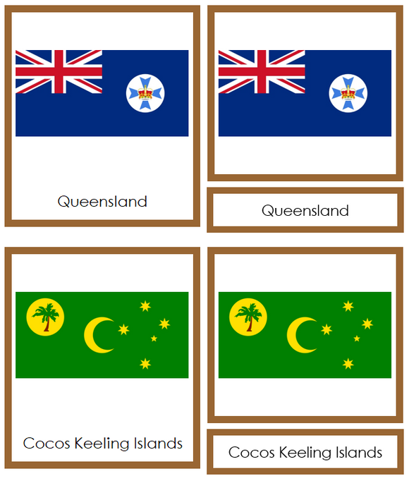 Australian Flags - Montessori geography cards