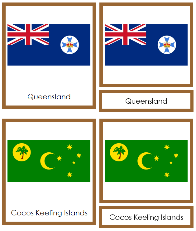 Flags of Australia/Oceania 3-Part Continent Cards - Montessori Print Shop Digital Download