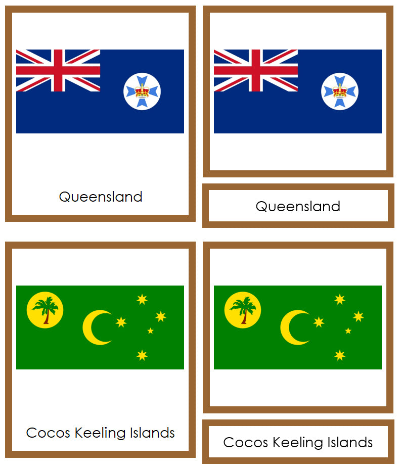 Flags of Australia/Oceania 3-Part Continent Cards - Montessori Print Shop Digital Download