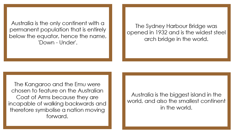 Fun Facts of Australia/Oceania - Montessori Print Shop Digital Download