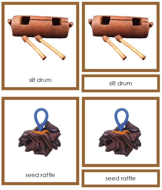 Australian/Oceanian Musical Instruments - Montessori continent cards