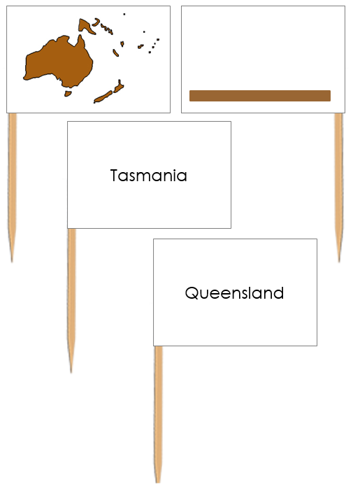 Australia Map Labels: Pin Flags - Montessori Print Shop Digital Download geography materials