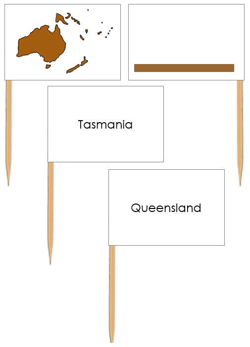 Australia Map Labels: Pin Flags - Montessori Print Shop geography materials